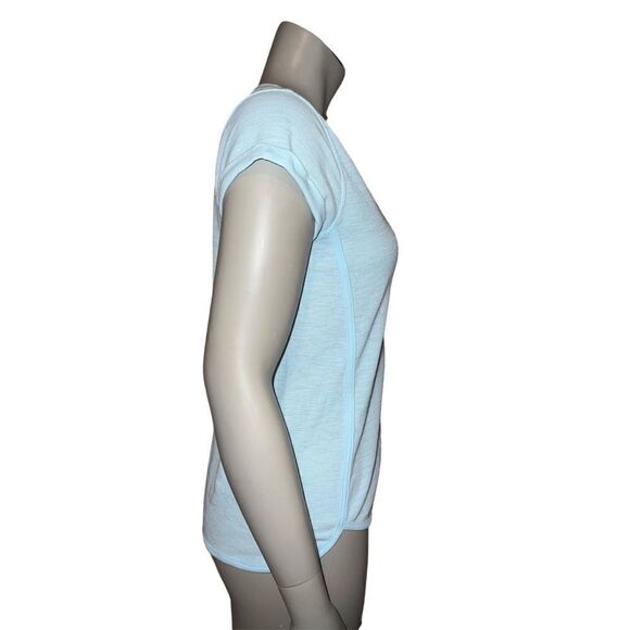 Calvin Klein Performance Light Blue Waffle Knit Rolled Cuff T-Shirt Women XS NWT - Picture 3 of 8